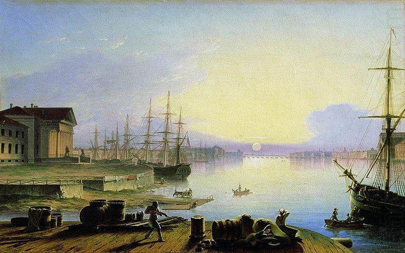 Sunrise over the Neva river, Maxim Nikiforovich Vorobiev